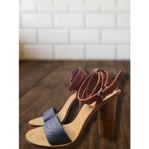 Luxury Vince "Nava" Snake Embossed Leather Ankle-Wrap Heels